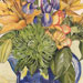Painting - Blue Vase With Mixed Flowers & Fruit
