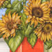 Painting - Sunflowers In Orange Vase With Fruit